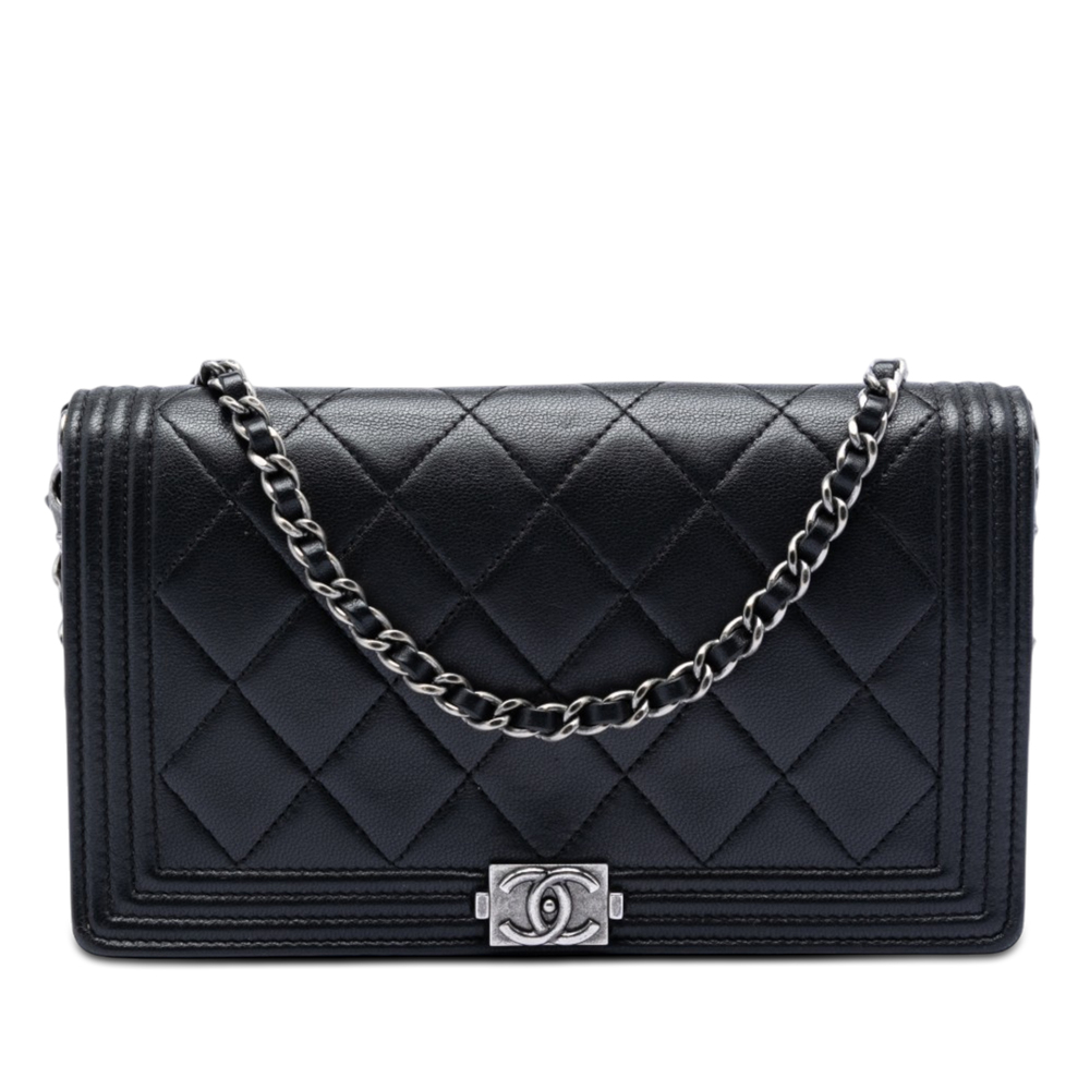 Pre-Loved Chanel Quilted Lambskin Boy Wallet On Chain